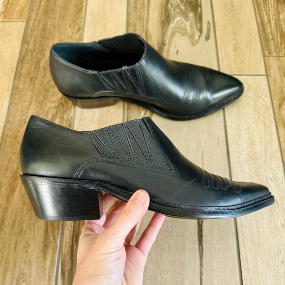 GIANNI BINI Let’s Dance Embroidered Leather Western Booties, Black sz. 8M - Picture 9 of 14